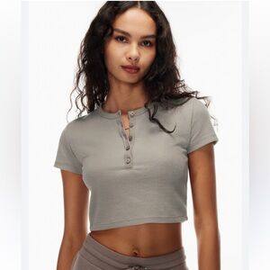 Aritzia Sunday best baby waffle knit crew crop top t shirt